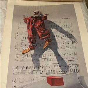 Vintage-Inspired signed  Paul Collin’s print. Red Clown Wall Art Print